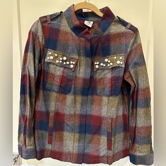 CABi Collage Plaid Zip Up Jacket #3555 size medium - Picture 1 of 5